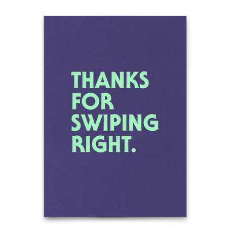 Deli Cards Postkarte "Swiping right" | Lustige Karte mit Spruch für Verliebte