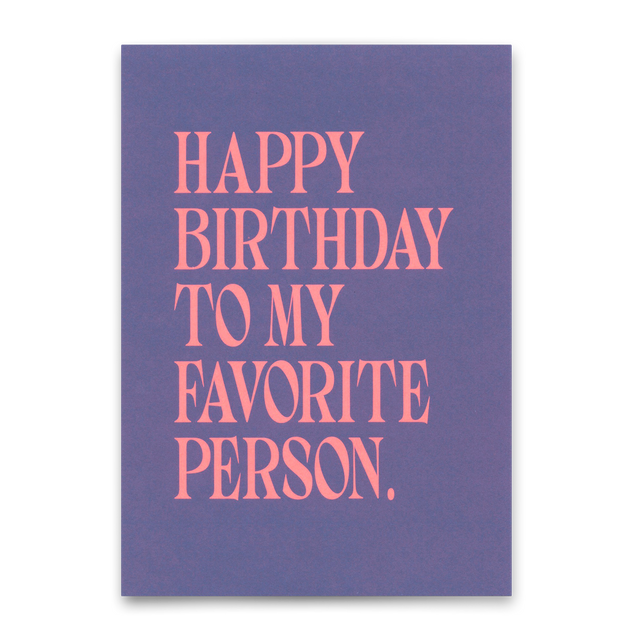 Deli Cards Postkarte "Favorite person Typo" | Schöne Karte mit Spruch zum Geburtstag