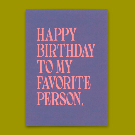 Deli Cards Postkarte "Favorite person Typo" | Schöne Karte mit Spruch zum Geburtstag