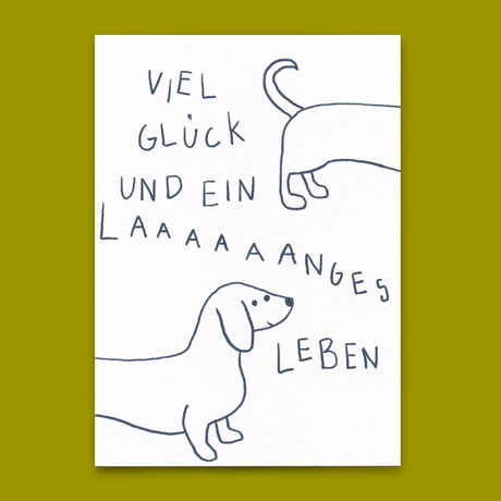 Deli Cards Postkarte "Langes Leben" | Besondere Karte mit Hunde-Motiv zum Geburtstag