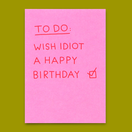 Deli Cards Postkarte "Birthday idiot" | Lustige Karte mit Spruch zum Geburtstag