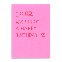 Deli Cards Postkarte "Birthday idiot" | Lustige Karte mit Spruch zum Geburtstag
