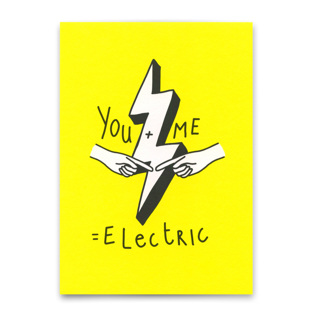 Deli Cards Postkarte "You + Me = Electric" | Besondere Karte für Verliebte