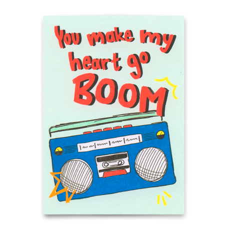 Deli Cards Postkarte "You make my heart Boom" | Besondere Karte für Verliebte