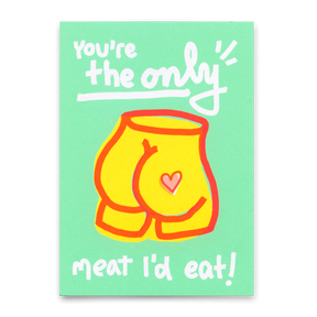 Deli Cards Postkarte "Only meat..." | Lustige Karte mit Spruch zum Geburtstag