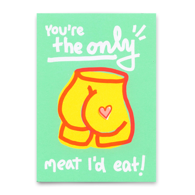 Deli Cards Postkarte "Only meat..." | Lustige Karte mit Spruch zum Geburtstag