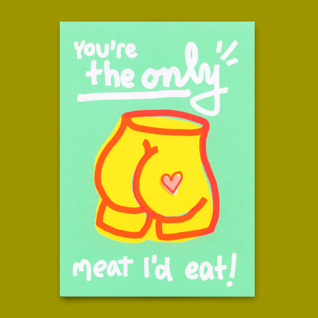 Deli Cards Postkarte "Only meat..." | Lustige Karte mit Spruch zum Geburtstag