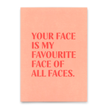 Deli Cards Postkarte "Favourite face" | Schöne Karte mit Spruch für Verliebte