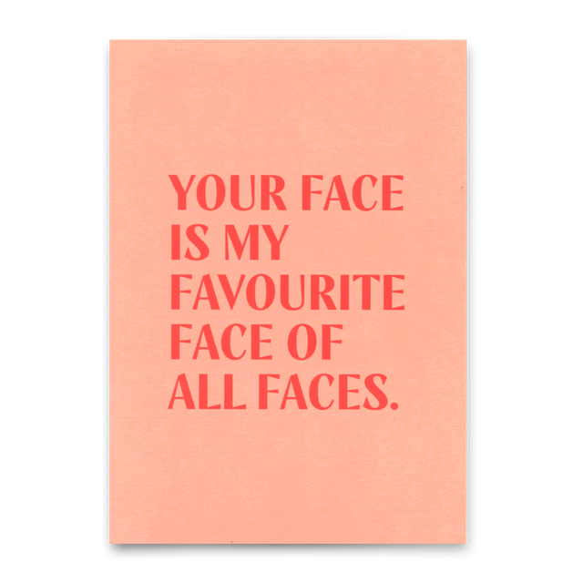 Deli Cards Postkarte "Favourite face" | Schöne Karte mit Spruch für Verliebte