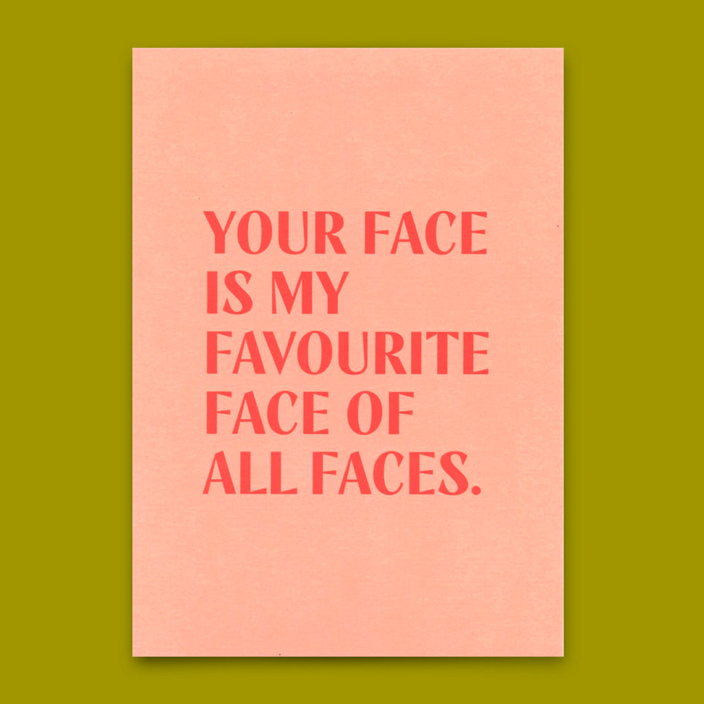 Deli Cards Postkarte "Favourite face" | Schöne Karte mit Spruch für Verliebte