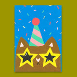 Deli Cards Postkarte "Funky cat" | Ausgefallene Karte mit Katzen-Motiv zum Geburtstag