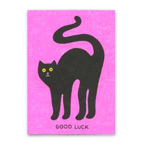 Deli Cards Postkarte "Good luck cat" | Besondere Karte mit Katzen-Motiv