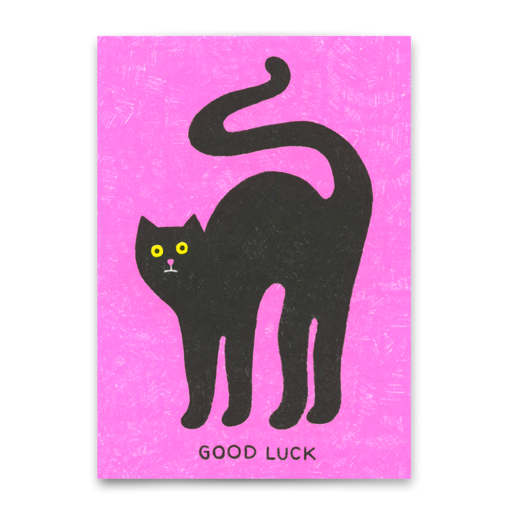 Deli Cards Postkarte "Good luck cat" | Besondere Karte mit Katzen-Motiv