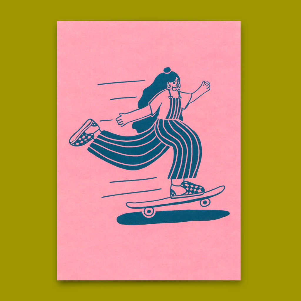 Deli Cards Postkarte "Skate girl" | Coole Karte für jeden Anlass