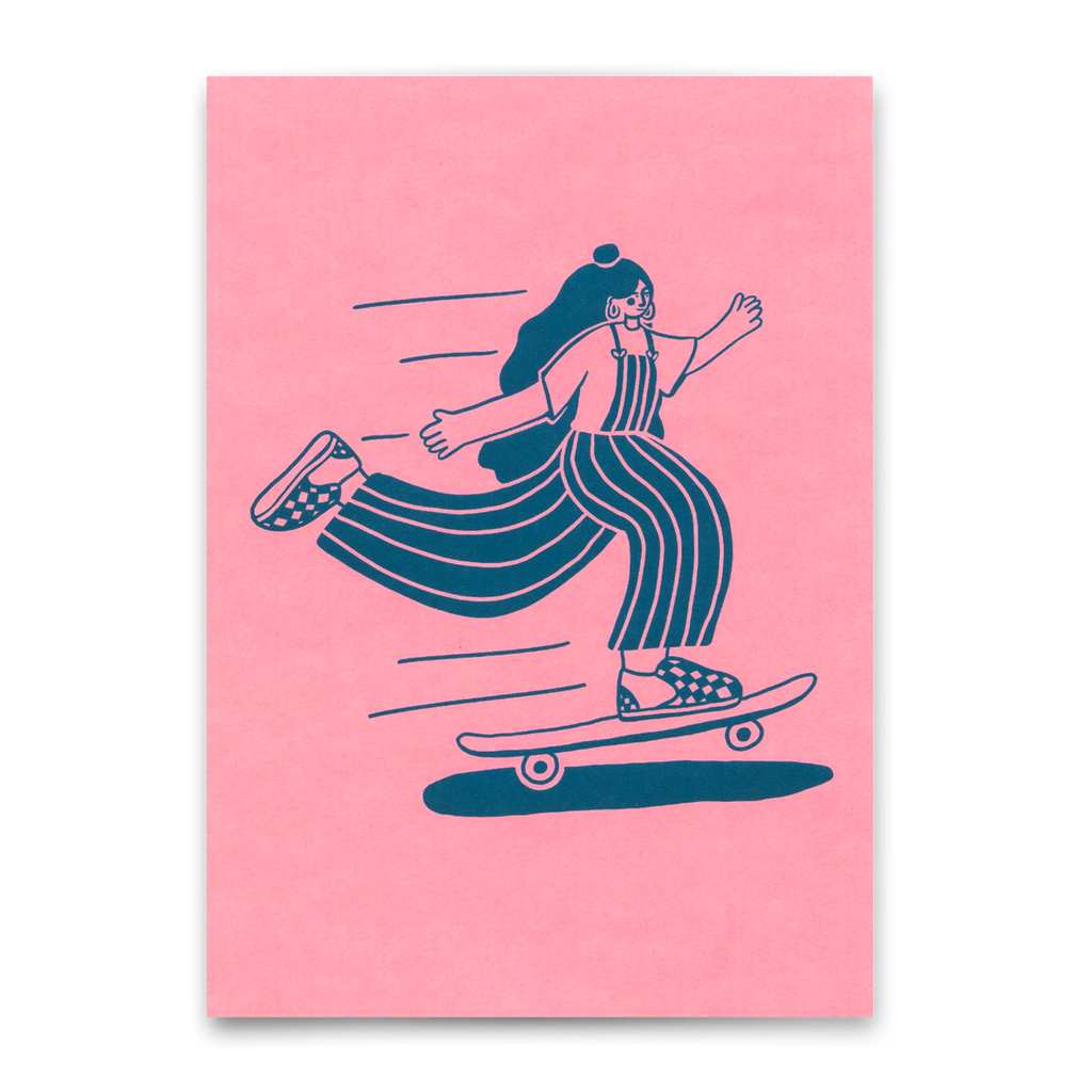 Deli Cards Postkarte "Skate girl" | Coole Karte für jeden Anlass