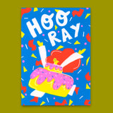 Deli Cards Postkarte "Hooray cake costume" | Schöne Karte zum Geburtstag