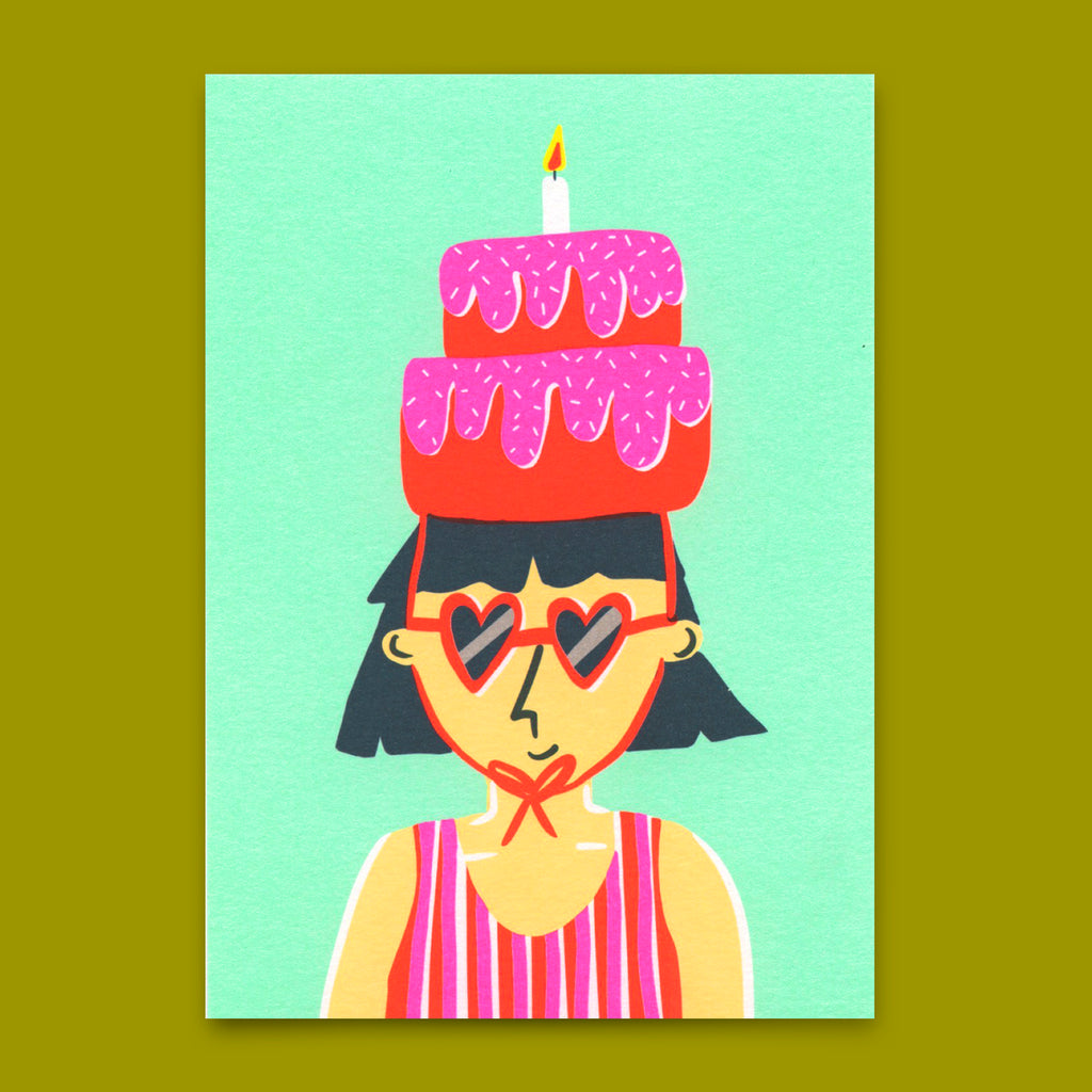 Deli Cards Postkarte "Birthday cake hat" | Lustige Karte zum Geburtstag