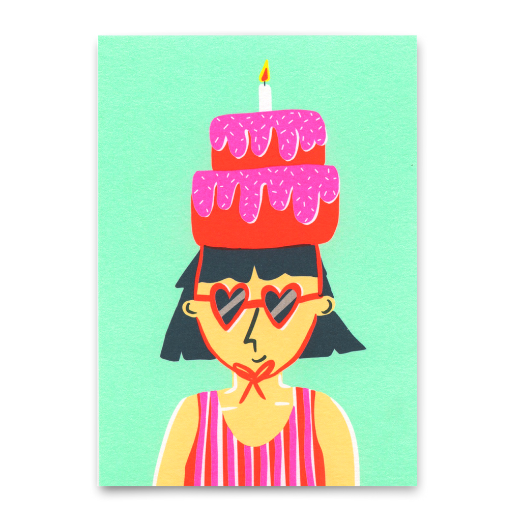 Deli Cards Postkarte "Birthday cake hat" | Lustige Karte zum Geburtstag