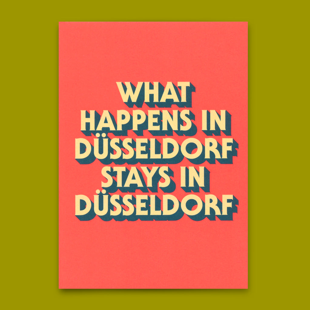 Deli Cards Postkarte "What happens in Düsseldorf" | Besondere Karte mit Spruch