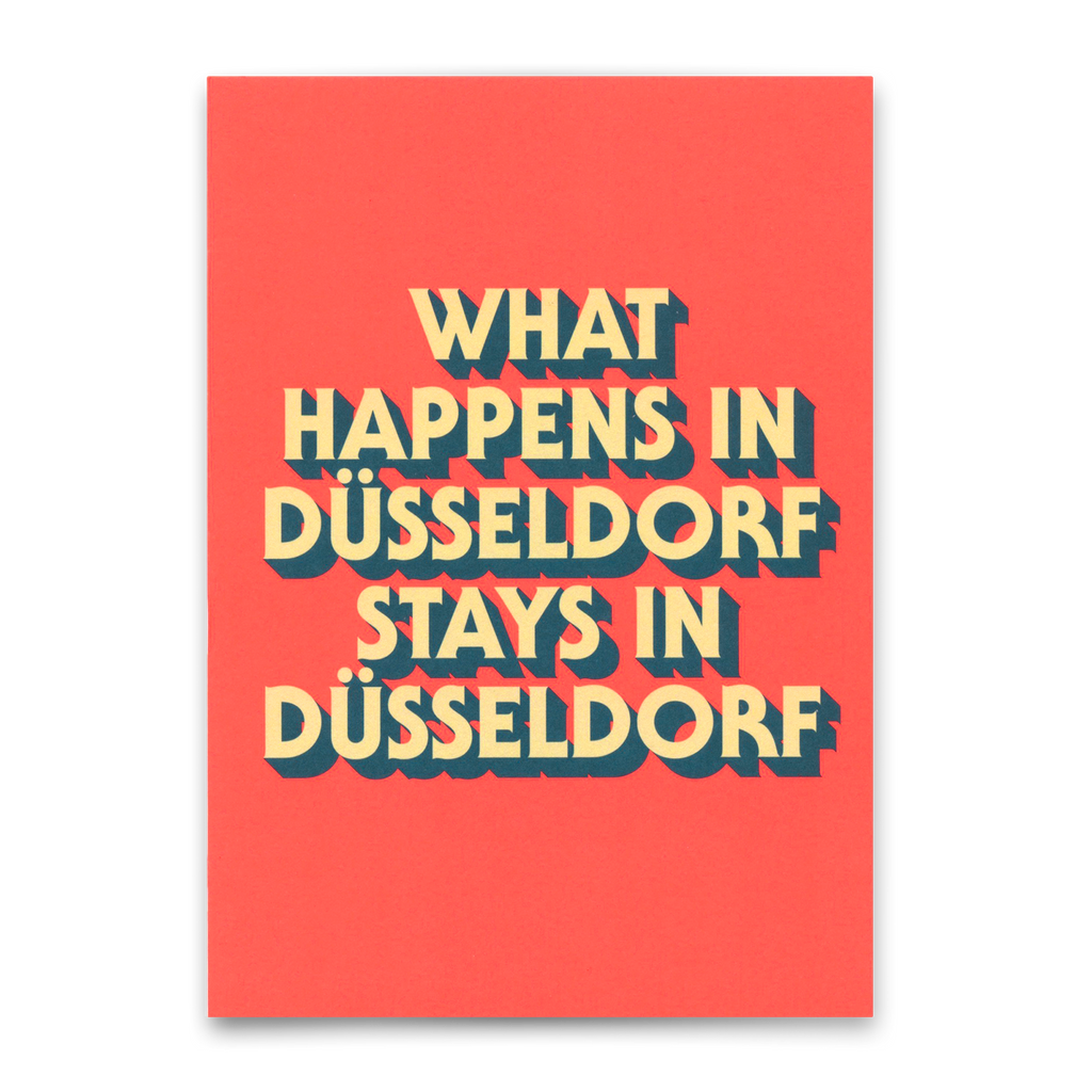 Deli Cards Postkarte "What happens in Düsseldorf" | Besondere Karte mit Spruch