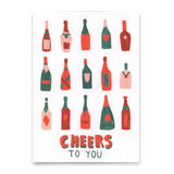 Deli Cards Postkarte "Cheers to you (Bottles)" | Coole Karte für jeden Anlass