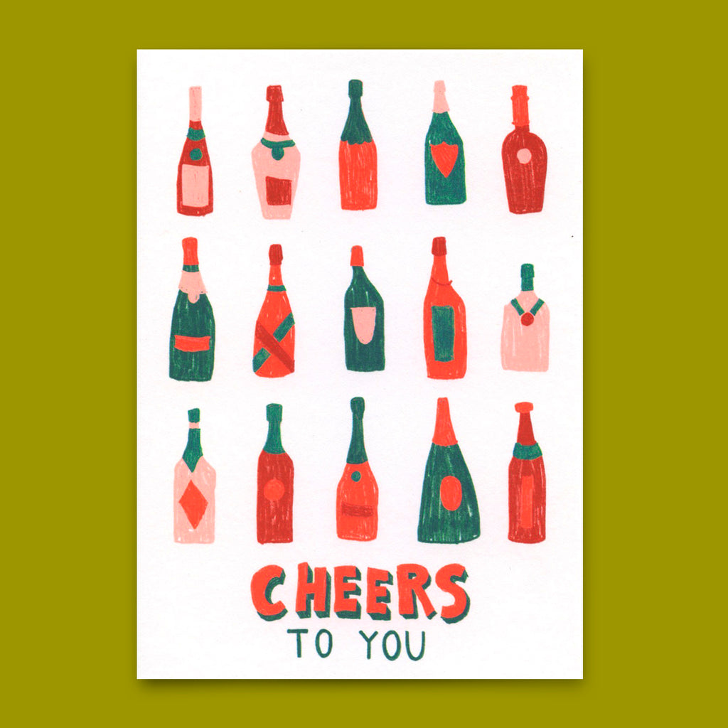 Deli Cards Postkarte "Cheers to you (Bottles)" | Coole Karte für jeden Anlass