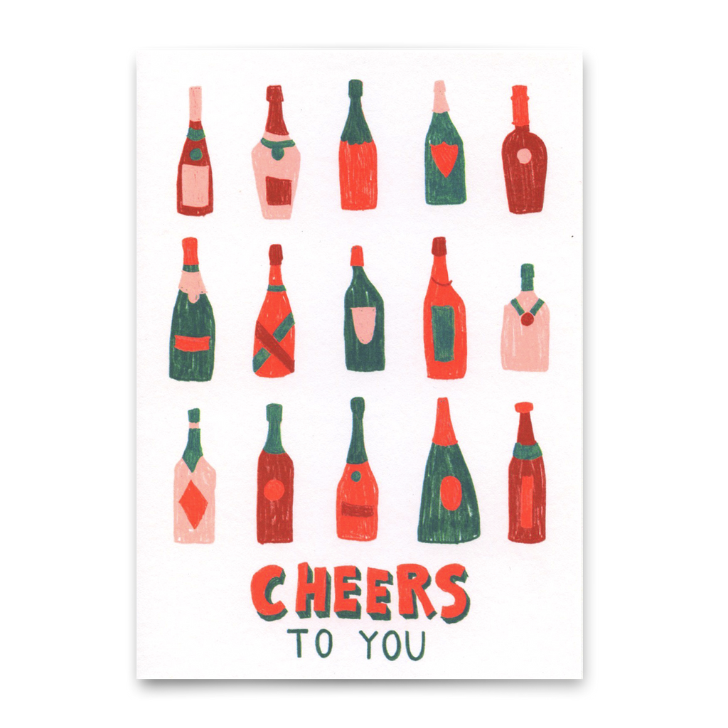 Deli Cards Postkarte "Cheers to you (Bottles)" | Coole Karte für jeden Anlass