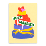 Deli Cards Postkarte "Just married cake" | Schöne Karte zur Hochzeit