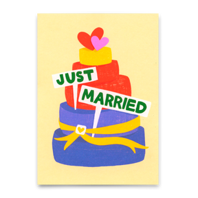 Deli Cards Postkarte "Just married cake" | Schöne Karte zur Hochzeit