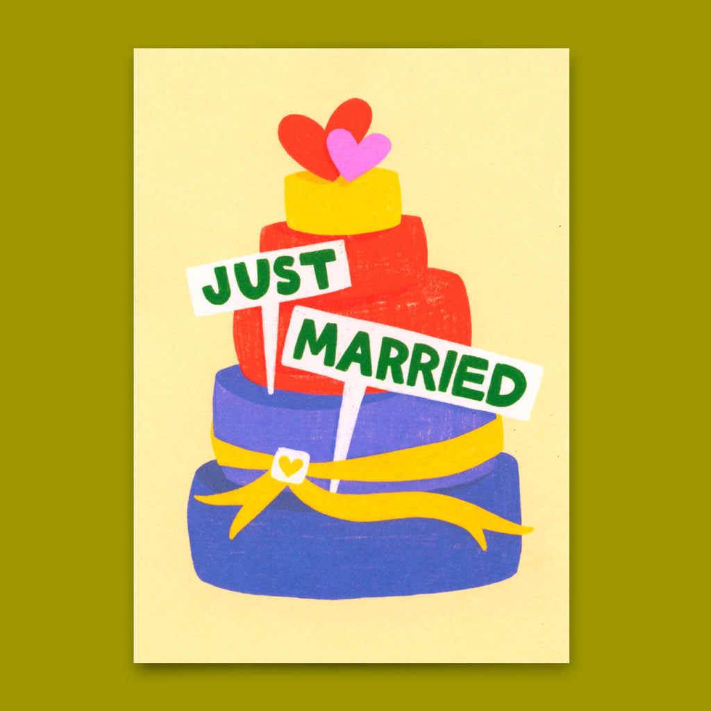 Deli Cards Postkarte "Just married cake" | Schöne Karte zur Hochzeit