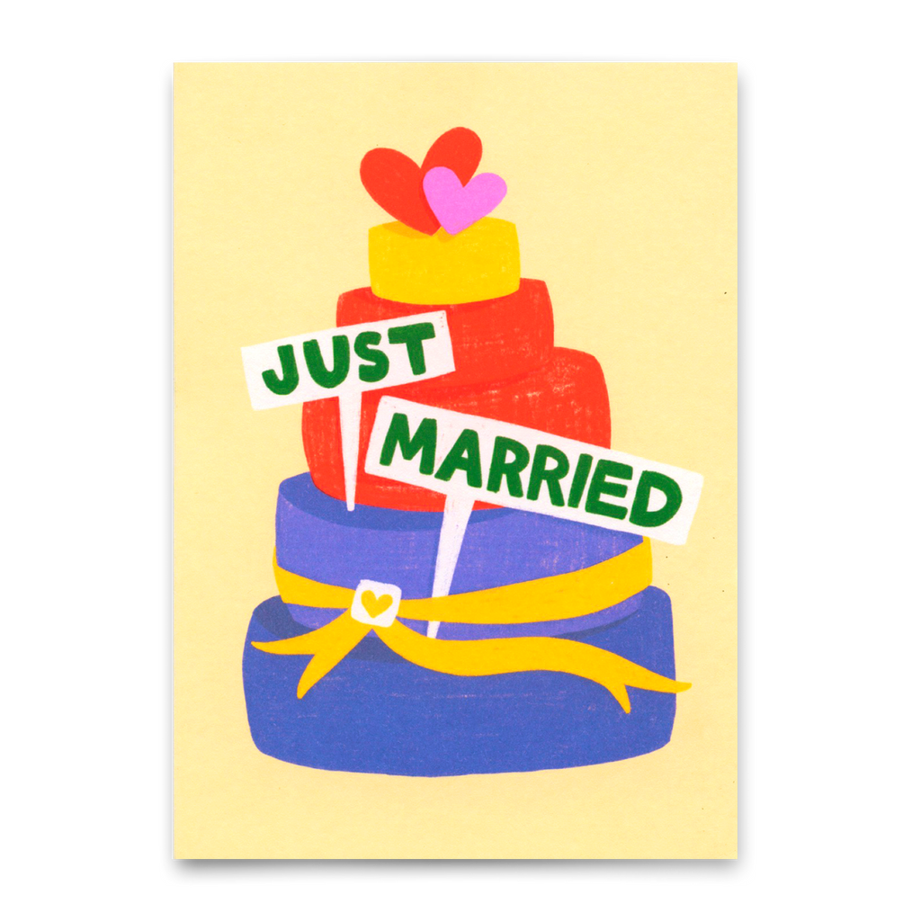 Deli Cards Postkarte "Just married cake" | Schöne Karte zur Hochzeit