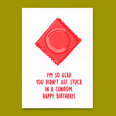 Deli Cards Postkarte "Condom" | Lustige Karte mit Spruch zum Geburtstag