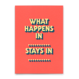 Deli Cards Postkarte "What happens in" | Lustige Karte mit Spruch für jeden Anlass