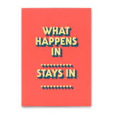 Deli Cards Postkarte "What happens in" | Lustige Karte mit Spruch für jeden Anlass
