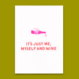 Deli Cards Postkarte "Me, myself and wine" | Lustige Karte mit Spruch für jeden Anlass