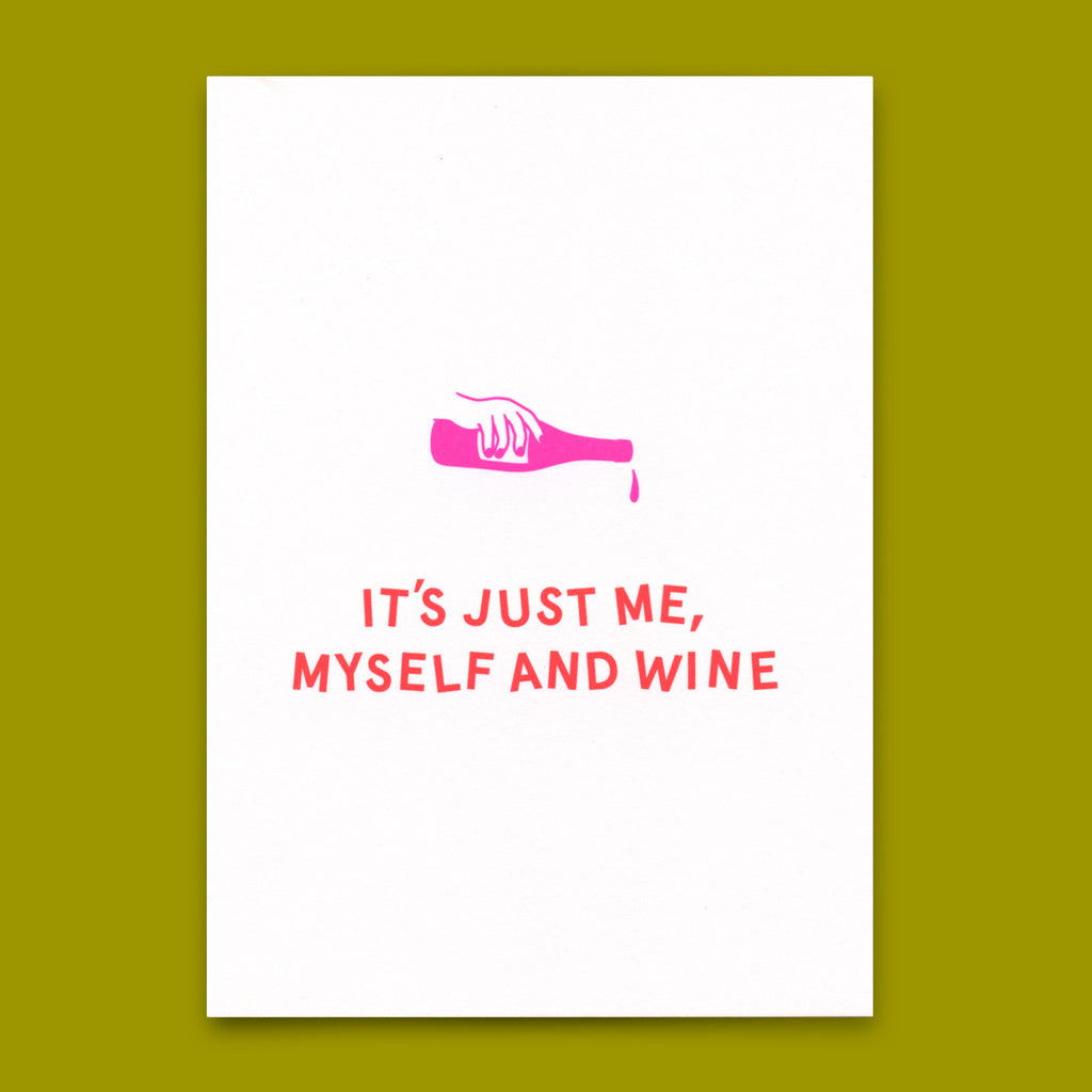 Deli Cards Postkarte "Me, myself and wine" | Lustige Karte mit Spruch für jeden Anlass