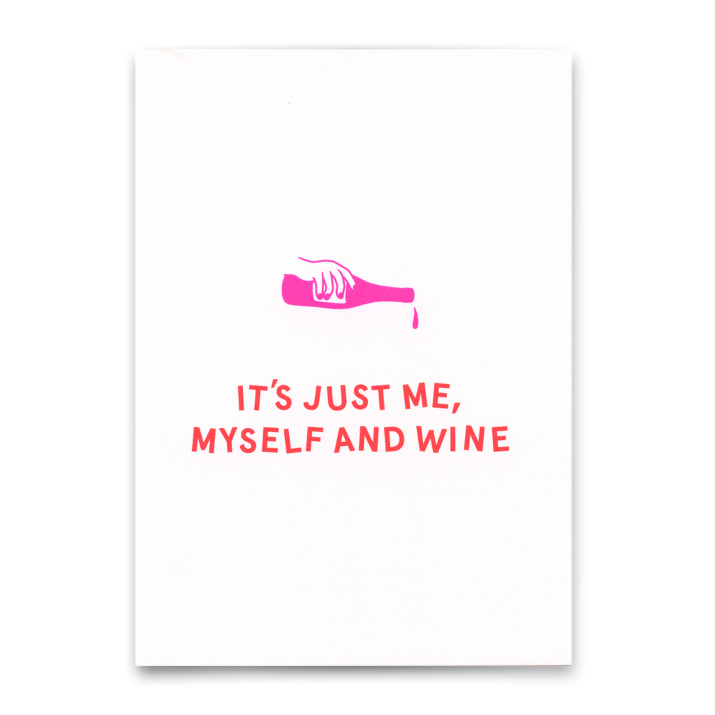 Deli Cards Postkarte "Me, myself and wine" | Lustige Karte mit Spruch für jeden Anlass