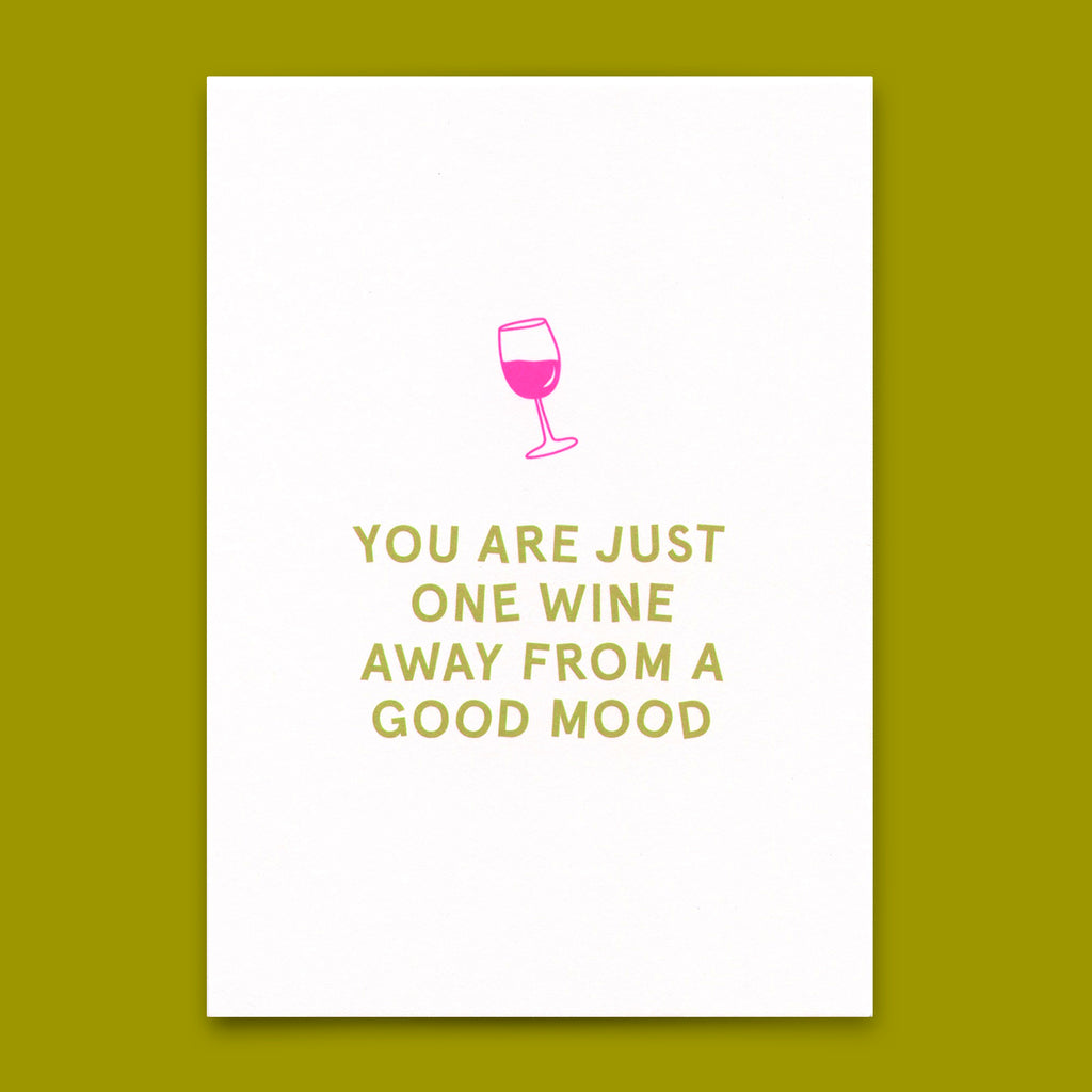 Deli Cards Postkarte "One wine away" | Lustige Karte mit Spruch für jeden Anlass