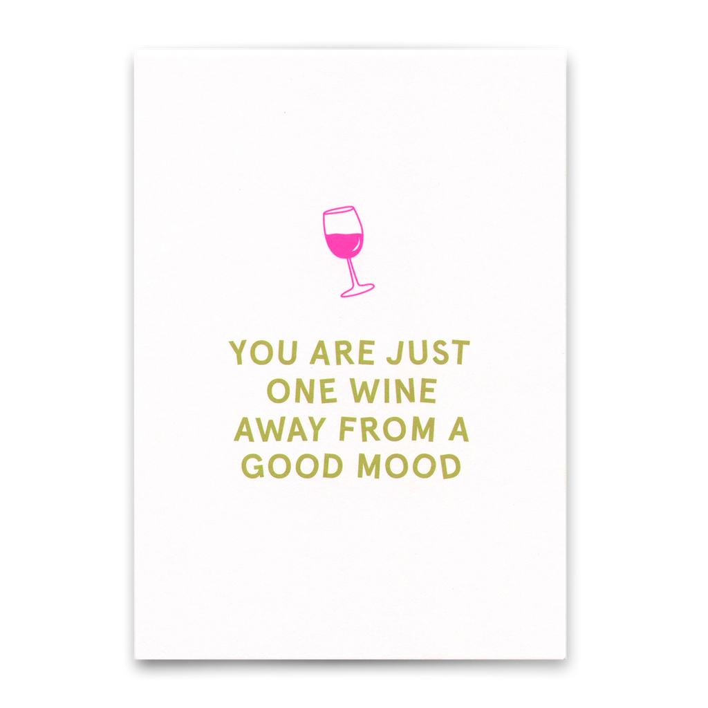 Deli Cards Postkarte "One wine away" | Lustige Karte mit Spruch für jeden Anlass