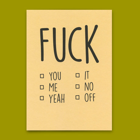 Deli Cards Postkarte "Fuck you/me/yeah" | Lustige Karte für jeden Anlass