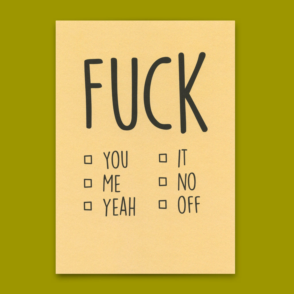 Deli Cards Postkarte "Fuck you/me/yeah" | Lustige Karte für jeden Anlass