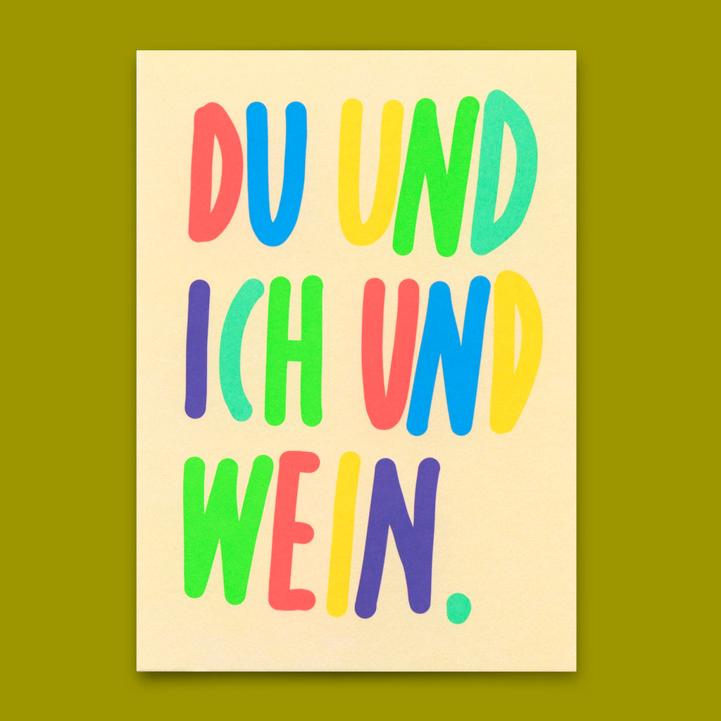 Deli Cards Postkarte "Du und ich und Wein" | Schöne Karte für Freunde