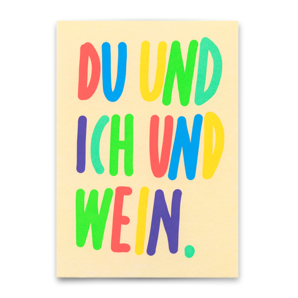 Deli Cards Postkarte "Du und ich und Wein" | Schöne Karte für Freunde