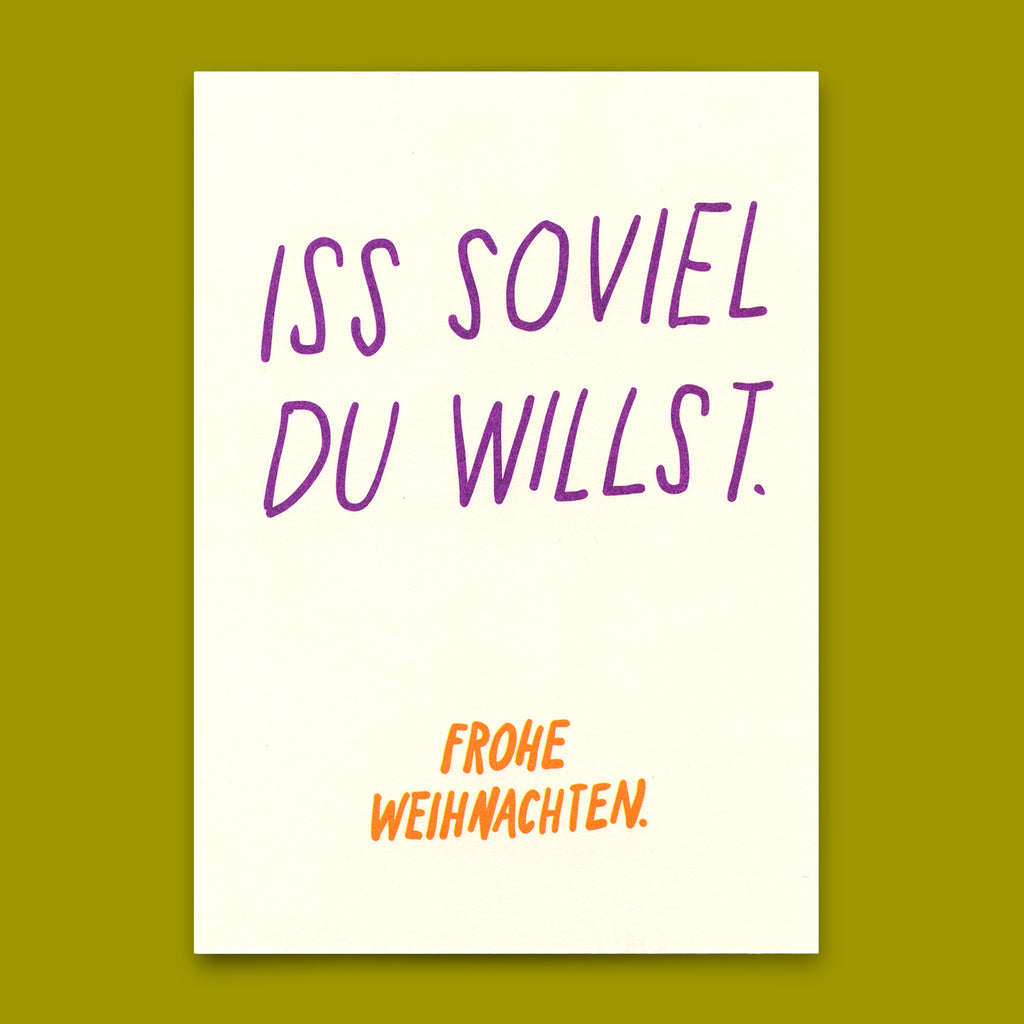 Deli Cards Postkarte "Iss soviel du willst" | Coole Karte zu Weihnachten mit Spruch