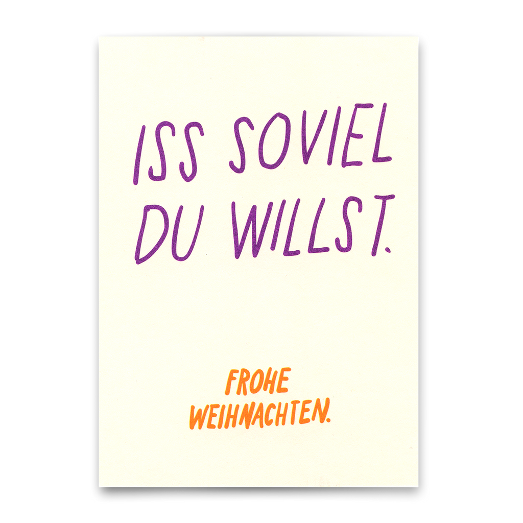 Deli Cards Postkarte "Iss soviel du willst" | Coole Karte zu Weihnachten mit Spruch