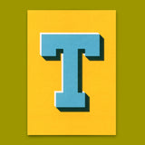 Deli Cards Monogrammkarte "T" | Coole Buchstaben Postkarte