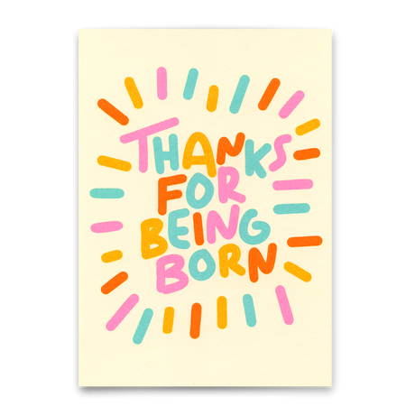 Deli Cards Postkarte "Thanks for being born" | Coole Karte zum Geburtstag