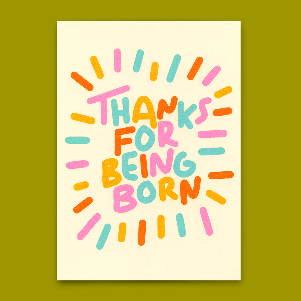 Deli Cards Postkarte "Thanks for being born" | Coole Karte zum Geburtstag