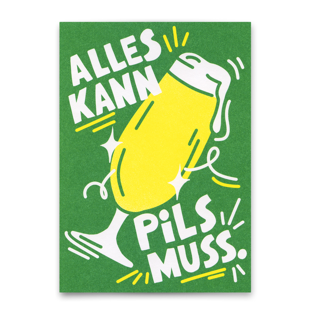 Deli Cards Postkarte "Alles kann, Pils muss" | Lustige Karte für jeden Anlass