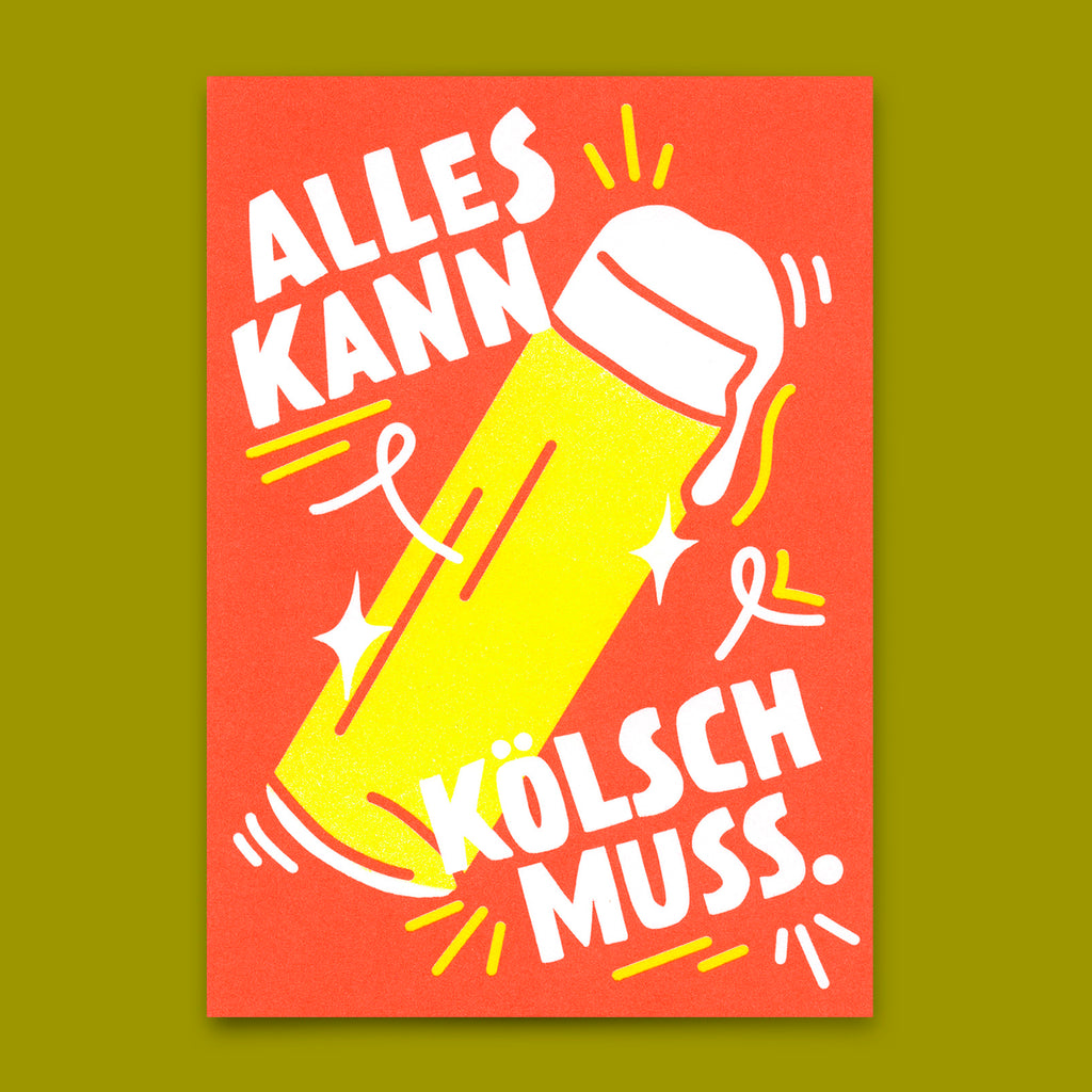 Deli Cards Postkarte "Alles kann, Kölsch muss" | Lustige Karte für jeden Anlass